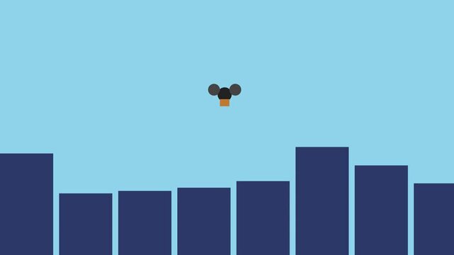 Minimalist 2 d platformer game character jumping over obstacles animation