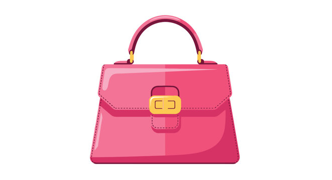 pink handbag with gold buckle in flat vector style silhouette bag purse handle fashion accessory illustration graphic design icon feminine