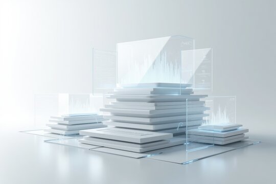 Futuristic Data Visualization Concept with Abstract Platforms