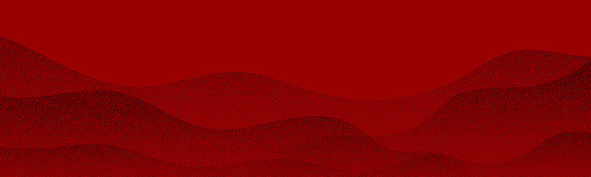 Minimal eastern landscape with decorative mountain lines and sea waves.