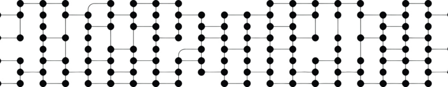 Black and white seamless molecular chemistry pattern with atoms, carbon, hydrogen and oxygen, showing pharmaceutical science, medicine and disease illustration