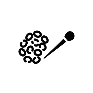 Black silhouette of a microphone with a vinyl record stack