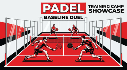 Naklejka premium Padel Tennis Court Training Camp Showcase Competition