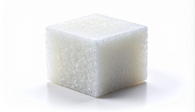 3D sugar cube with soft edges and crystalline texture icon isolated on
