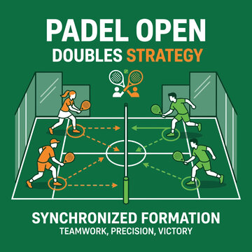 Padel Open Doubles Strategy Synchronized Formation Teamwork Precision Victory