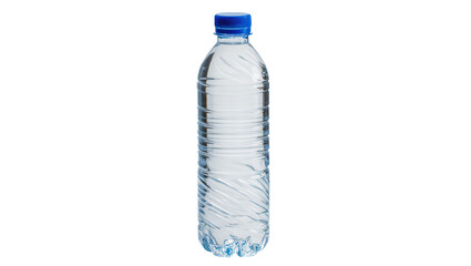Naklejka premium Isolated clear plastic water bottle filled with fresh pure water, healthy hydration drink