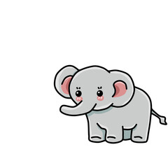 Naklejka premium Little baby elephant walking side view cartoon illustration