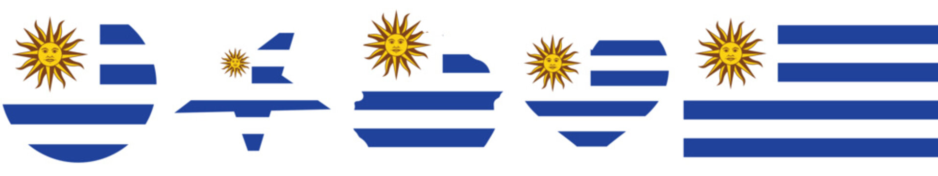 Uruguay flag national elements vector set with buttons, heart, map, star, soccer football, and love typography.