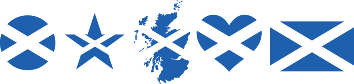 Scotland flag button, map, heart, star, love, round, circle transparent PNG vector illustration	