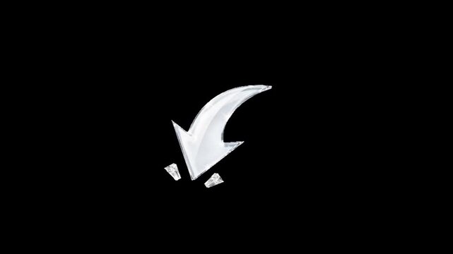 A white broken checkmark on a black background with shattered pieces