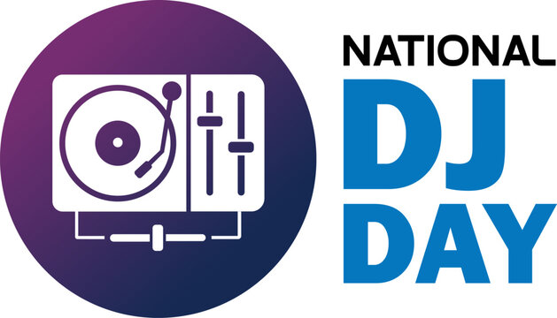 National dj day vector illustration with turntable icon and gradient circle background
