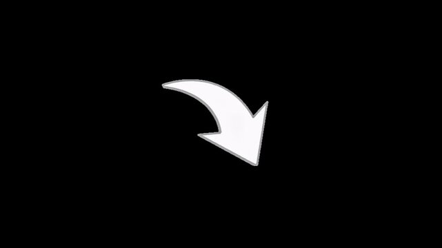 A white arrow pointing downwards on a black background, indicating direction or movement