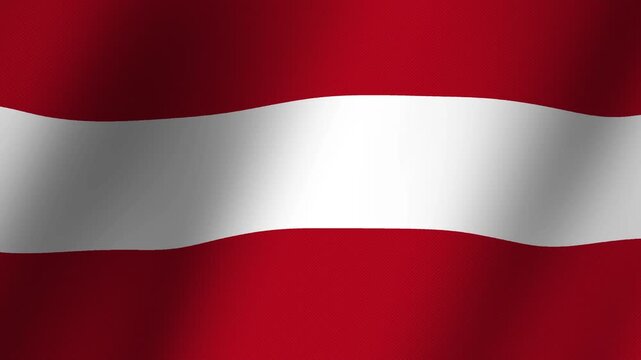 Austrian Flag Waving: The national flag of Austria, a triband of red, white, and red, ripples gently in the wind, symbolizing national pride and heritage.