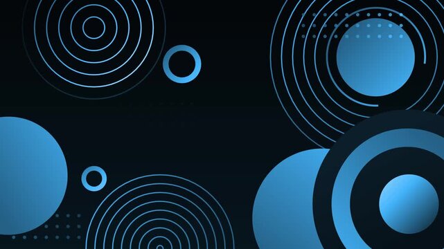 Abstract background with concentric circles and gradient spheres animation