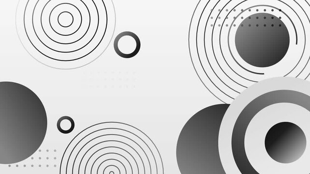 Abstract background with concentric circles and gradient spheres animation