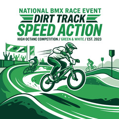 Fototapeta premium National Bmx Race Event Speed Action On Dirt Track
