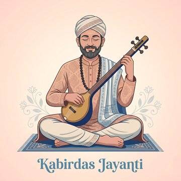 Kabirdas jayanti celebration with a man playing tanpura