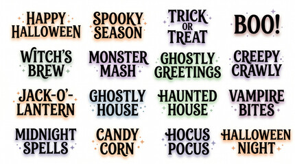Obraz premium Glowing Halloween quote stickers and text design