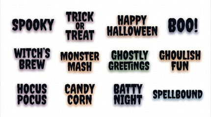 Obraz premium Fun and spooky Halloween text sticker collection