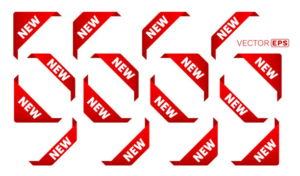 Vibrant red NEW corner labels set for promotions.