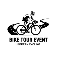 Fototapeta premium Modern Cycling Rider On Winding Road For Biking Adventure Events