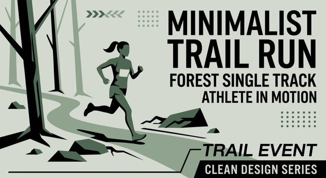 Minimalist Trail Run Forest Single Track Athlete In Motion Trail Event Clean Design Series