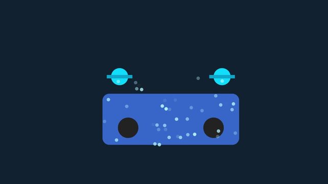 Abstract digital robot face animation with floating particles and glowing artificial intelligence motion digital