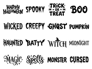 Obraz premium Halloween spooky phrases typography template sheet
