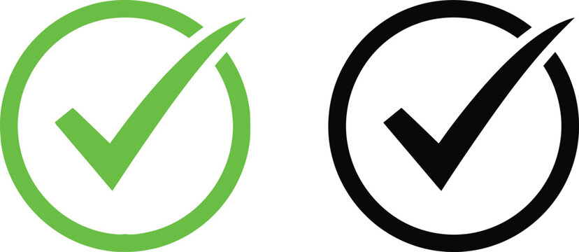 Green and black check mark icons inside circles for confirmation or approval symbols