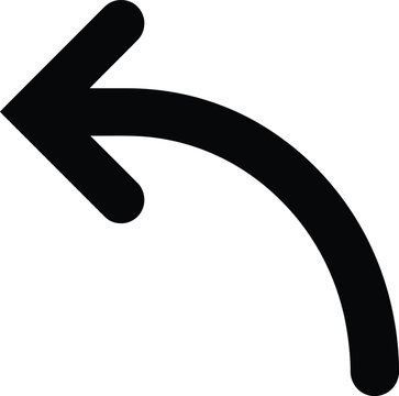 Black curved arrow icon pointing to the left for navigation and web interface design