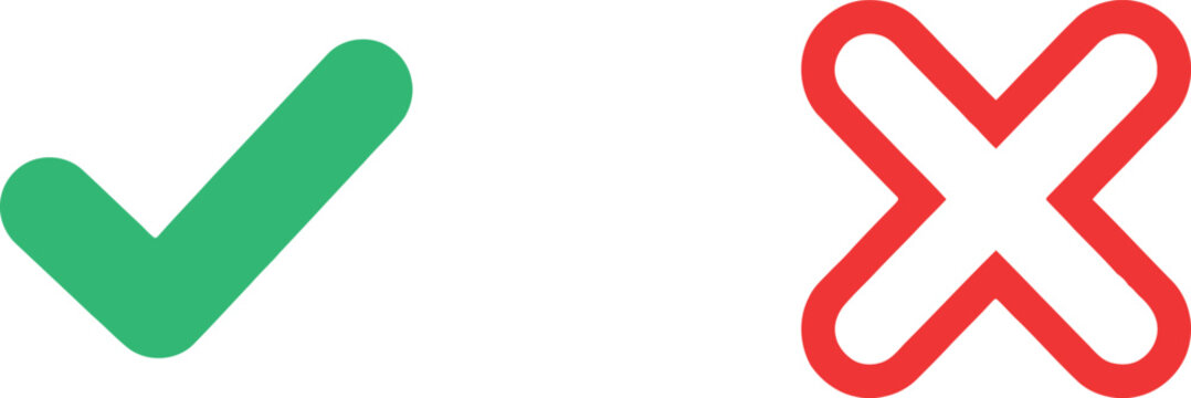 Green check mark and red cross sign icons representing correct and incorrect choices