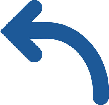 Blue curved arrow icon pointing to the left for navigation and interface design