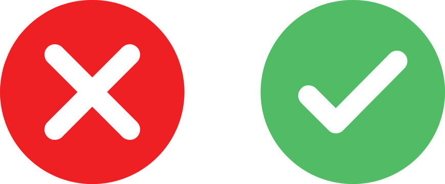 Red cross and green check mark icons for survey or quiz