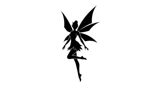 Elegant silhouette of a fairy with delicate wings.