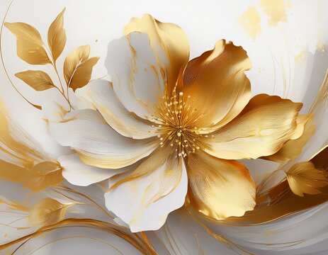 abstract art background luxury minimal style wallpaper with gold watercolor flower gold and white watercolor flower art watercolor gentle gold flower and gold splash and white background