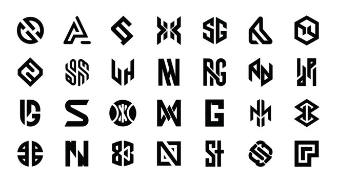 Modern Monogram Logos, Geometric Letter Marks, Typographic Symbols Collection