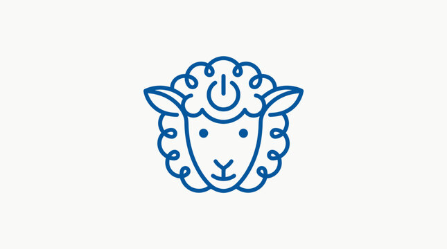 Modern blue sheep head logo with power button symbol.