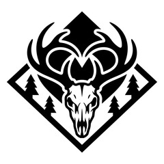 Fototapeta premium Deer Skull Mountain Diamond Vector