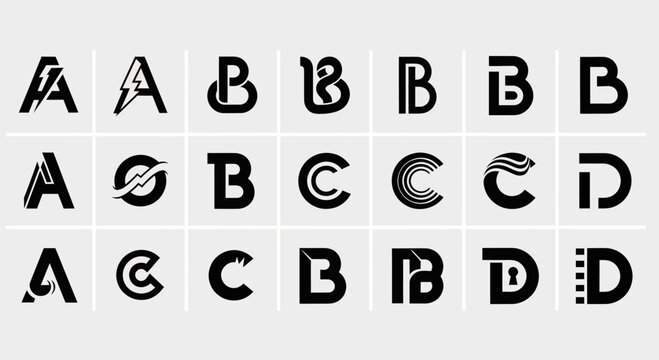 Modern Letter Logos - A, B, C, D Monograms and Icons