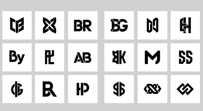 Collection of Modern Geometric Monogram Logos and Letter Marks