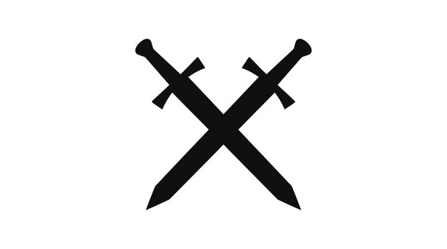 Crossed Swords Silhouette On White Background sword