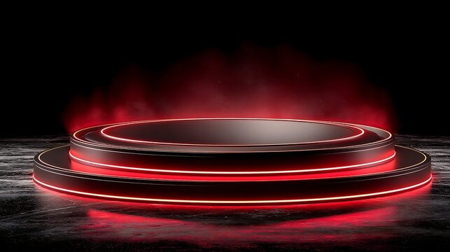 Red glowing spiral ring with wireframe grid on dark background
