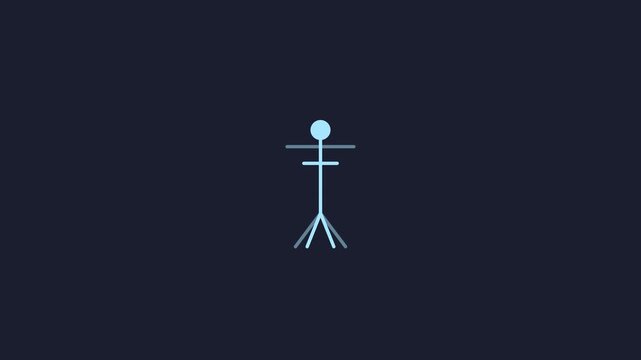 Minimalist stick figure animation loop, abstract human motion on dark background, motion minimalist