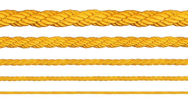 Yellow rope lines seamless borders set