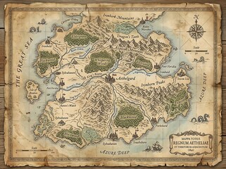 Naklejka premium Fantasy world map of the kingdom of aetheliae