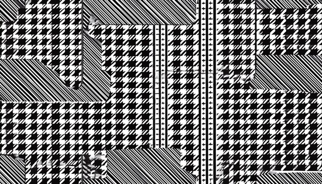 minimalist black and white houndstooth pattern seamless background graphic for modern interior design textile fashion and creative digital projects in high quality