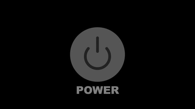Power button symbol activating with bright green light animation in this digital graphic motion video clip