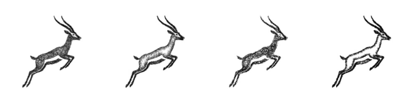 Sketch black and white springbok icon design set