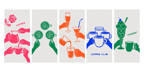 Hands pouring coffee and drinks with cheerful greetings during social gatherings ©  Sifat Visuals