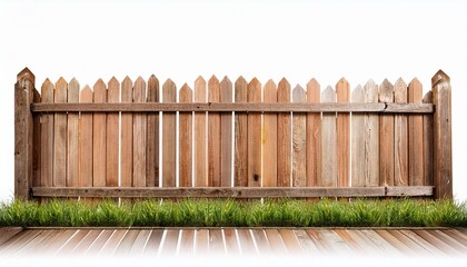 Obraz premium wooden pole fence isolated on white background